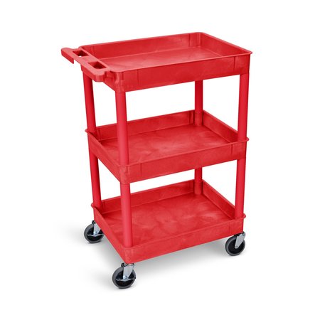 LUXOR 3 SHELF RED TUB CART WITH RDSTC111RD